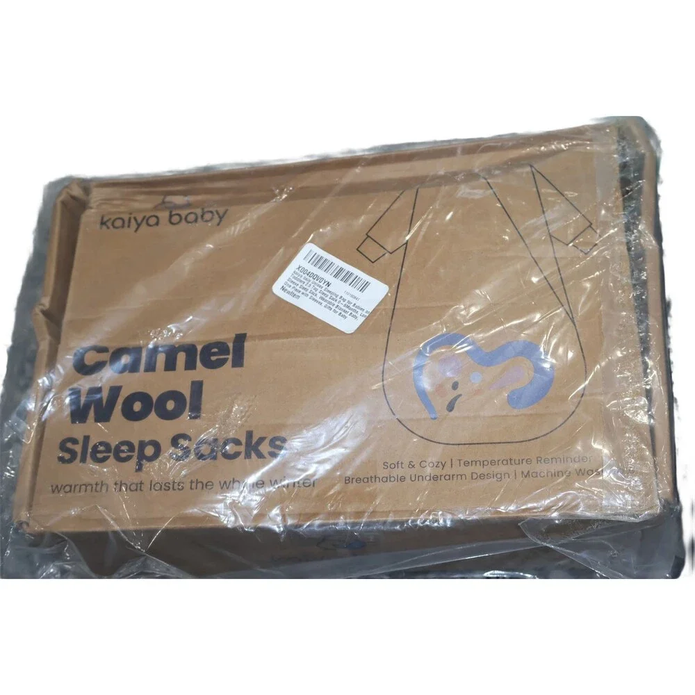 Kaiya Baby Camel Wool Sleep Sack 2.5TOG Long Sleeve 0-6Mnths Unisex Blue Sky New